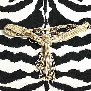 Boho Woven Beaded Macrame Tie Belt